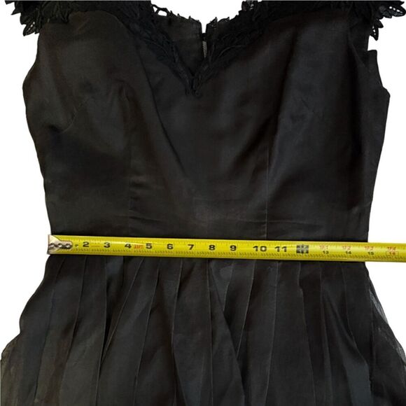 Elinor Gay Original Rare 1950's Organza Cocktail Formal Black Dress Size M - Picture 10 of 11